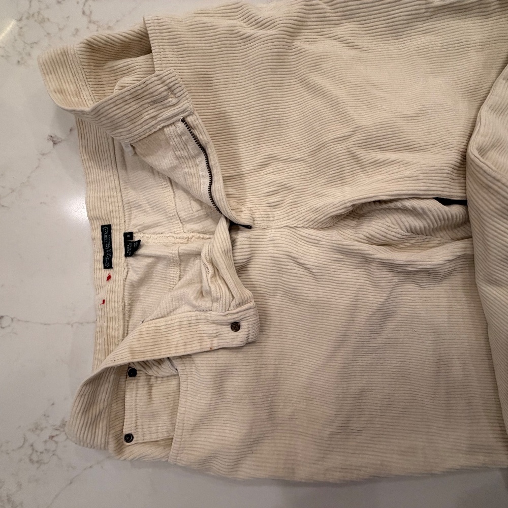 Lauren Ralph Lauren Cream Corduroy Pants Women’s Size 12 Straight Leg Ivory - Picture 2 of 6